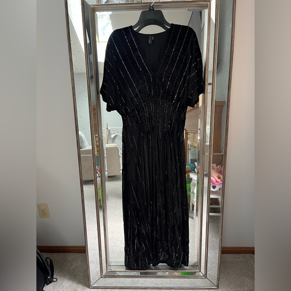 Anthropologie OS Black Velvet Maxi Dress- great for Maternity wear!